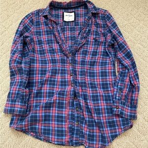 Abercrombie kids plaid babydoll button down